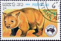 Cancelled postage stamp printed by Laos, that shows Southern hairy-nosed Wombat Lasiorhinus latifrons Royalty Free Stock Photo