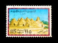 Cancelled postage stamp printed by Libya, that shows Mosque