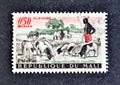 Cancelled postage stamp printed by Mali, that shows Shepherd, Sheep Ovis ammon aries, Cattle