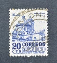 Cancelled postage stamp printed by Mexico, that shows Cathedral Puebla Royalty Free Stock Photo