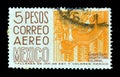 Cancelled postage stamp printed by Mexico, that shows Santiago De Queretaro
