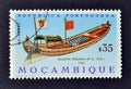 Cancelled postage stamp printed by Mozambique, that shows Shallop, 1753