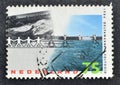 Cancelled postage stamp printed by Netherlands, that shows Eastern Scheldt Storm Surge Barrier