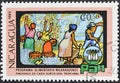 Cancelled postage stamp printed by Nicaragua, that shows Coffee and cereal crop, World Food Day