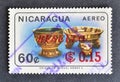 Cancelled postage stamp printed by Nicaragua, that shows Nicaraguan Antiquities