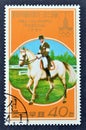 Cancelled postage stamp printed by North Korea, that shows Pre-Olympics Moscow 1980 - Equestrian