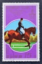 Cancelled postage stamp printed by North Korea, that shows Pre-Olympics Moscow 1980 - Equestrian