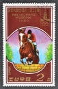 Cancelled postage stamp printed by North Korea, that shows Pre-Olympics Moscow 1980 - Equestrian