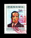 Cancelled postage stamp printed by Panama, that shows president Juan Demostenes Arosemena