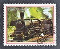 Cancelled postage stamp printed by Paraguay, that shows Old locomotive Royalty Free Stock Photo