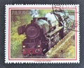 Cancelled postage stamp printed by Paraguay, that shows Old locomotive Royalty Free Stock Photo