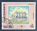 Cancelled postage stamp printed by Paraguay, that shows Spanish Sailing ship Royalty Free Stock Photo