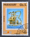 Cancelled postage stamp printed by Paraguay, that shows Spanish Sailing ship Royalty Free Stock Photo