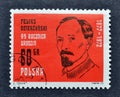 Cancelled Postage stamp printed by Poland, that shows Portrait of Bolshevik revolutionary Feliks Dzierzynski Royalty Free Stock Photo