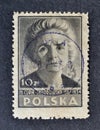 Cancelled postage stamp printed by Poland, that shows portrait of Marie Sklodowska Curie