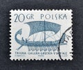 Cancelled postage stamp printed by Poland, that shows 5th Century B.C. Greek Trireme Royalty Free Stock Photo