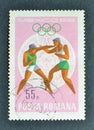 Cancelled postage stamp printed by Romania, that shows Boxing