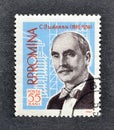 Cancelled postage stamp printed by Romania, that shows portrait of electrical engineer C. Budeanu