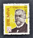 Cancelled postage stamp printed by Romania, that shows portrait of engineer A. Saligny Royalty Free Stock Photo