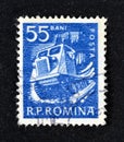 Cancelled postage stamp printed by Romania, that shows Timber Tractor Royalty Free Stock Photo