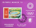 Cancelled postage stamp printed by Sharjah