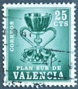 Cancelled postage stamp printed by Spain