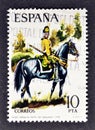 Cancelled postage stamp printed by Spain, that shows Military Uniforms - 1775,