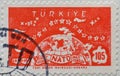 Cancelled postage stamp printed by Turkey, that shows NATO symbols