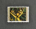 Cancelled postage stamp printed by Umm al-Qiwain, that shows Lemur variegatus