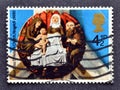 Cancelled postage stamp printed by United Kingdom, that shows Christmas Roof Bosses