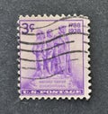 Cancelled postage stamp printed by USA, that shows `Colonization of the West` by Gutzon Borglum Royalty Free Stock Photo