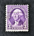 Cancelled postage stamp printed by USA, that shows portrait of president George Washington Royalty Free Stock Photo