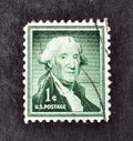 Cancelled postage stamp printed by USA, that shows portrait of president George Washington Royalty Free Stock Photo