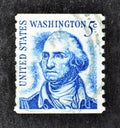 Cancelled postage stamp printed by USA, that shows portrait of president George Washington Royalty Free Stock Photo