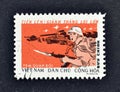 Cancelled postage stamp printed by Vietnam, that shows Advancing For Greater Victories