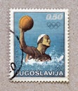 Cancelled postage stamp printed by Yugoslavia, that shows Water polo, Summer Olympics in Munich Royalty Free Stock Photo