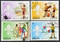 Cancelled postage stamps printed by Oman, that show Scouts