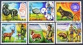 Cancelled postage stamps printed by Paraguay, that celebrate The 75th Anniversary of Boy Scouts Movement