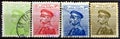 Cancelled postage stamps printed by Serbia, that show portrait of King Peter I Karageorgevich Royalty Free Stock Photo