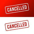 Cancelled stamp. cancelled square grunge sign. vector element icon in red color with rustic effect Royalty Free Stock Photo