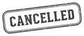 cancelled stamp. cancelled rectangular stamp on white background