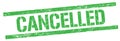 CANCELLED text on green grungy rectangle stamp