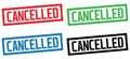 CANCELLED text, on rectangle border stamp sign. Royalty Free Stock Photo