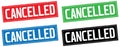 CANCELLED text, on rectangle stamp sign.