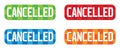 CANCELLED text, on rectangle, zig zag pattern stamp sign.