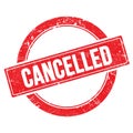 CANCELLED text on red grungy round stamp Royalty Free Stock Photo