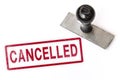 Cancelled text sign label stamp.