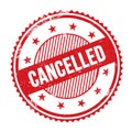CANCELLED text written on red grungy round stamp Royalty Free Stock Photo