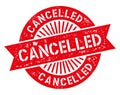 Cancelled red stamp on white background