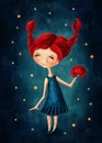 Cancer astrological sign girl Royalty Free Stock Photo